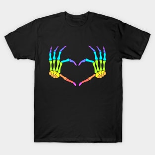 Rainbow Skeleton Hands in a Heart-Shape T-Shirt